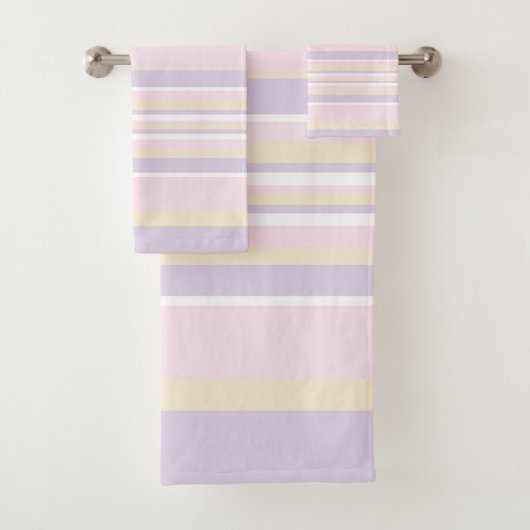 Komplexe Streifen - pastellrosa, gelb und Lila Badhandtuch Set (Insitu)