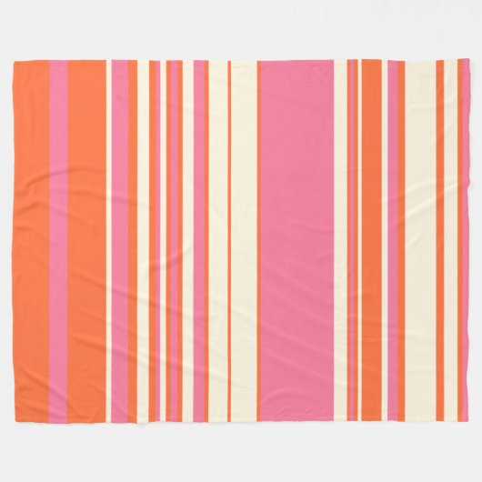 Komplexe Streifen - Rosa, Orange und Creme Fleecedecke (Vorderseite (Horizontal))