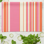 Komplexe Streifen - Rosa, Orange und Creme Geschirrtuch (Gefaltet)