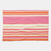 Komplexe Streifen - Rosa, Orange und Creme Geschirrtuch (Horizontal)