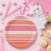 Komplexe Streifen - Rosa, Orange und Creme Pappteller (Party)
