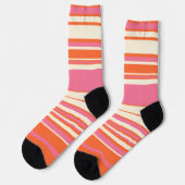 Komplexe Streifen - Rosa, Orange und Creme Socken (Linkes Detail)