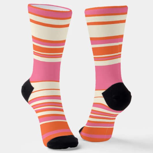 Komplexe Streifen - Rosa, Orange und Creme Socken (Gewinkelt)