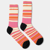 Komplexe Streifen - Rosa, Orange und Creme Socken (Rechts)