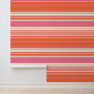 Komplexe Streifen - Rosa, Orange und Creme Tapete