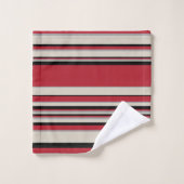 Komplexe Streifen - rot, grau, schwarz und knochen Badhandtuch Set (Waschlappen)