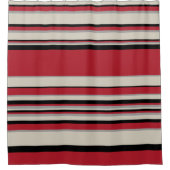 Komplexe Streifen - rot, grau, schwarz und knochen Duschvorhang (Vorderseite)