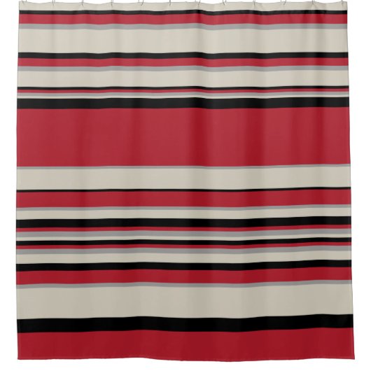 Komplexe Streifen - rot, grau, schwarz und knochen Duschvorhang (Vorderseite)