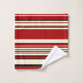 Komplexe Streifen - Rot und Creme Badhandtuch Set (Waschlappen)