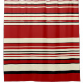 Komplexe Streifen - Rot und Creme Duschvorhang (Vorderseite)