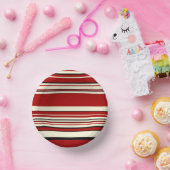 Komplexe Streifen - Rot und Creme Pappteller (Party)