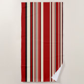 Komplexe Streifen - Rot und Creme Strandtuch (Vorderseite)
