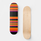 Komplexe Streifen - schwarz, rosa, orange und gelb Skateboard (Vorderseite)