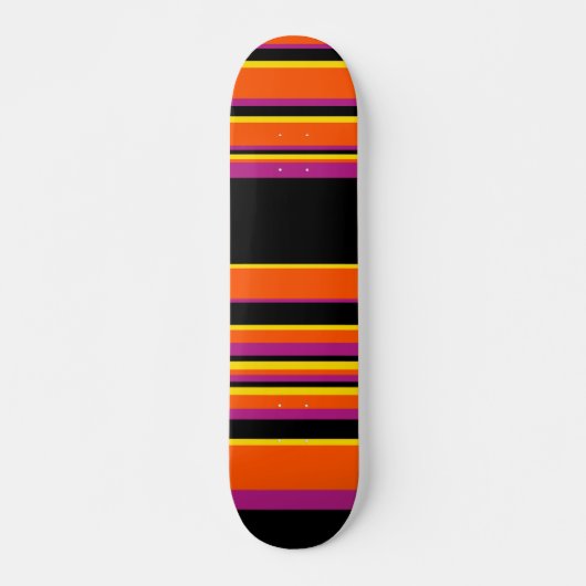 Komplexe Streifen - schwarz, rosa, orange und gelb Skateboard (Vorne)