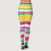 Komplexe Streifen - Türkis, Gelb, Rosa und Weiß Leggings (Rückseite)