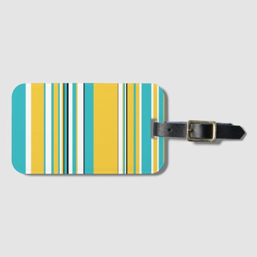 Komplexe Streifen - Türkis und Gelb Gepäckanhänger (Vorderseite (Horizontal))