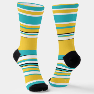 Komplexe Streifen - Türkis und Gelb Socken