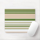 Komplexe Streifen - weiß, sand und palmengrün Mousepad (Mit Mouse)
