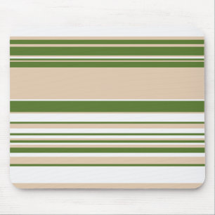 Komplexe Streifen - weiß, sand und palmengrün Mousepad