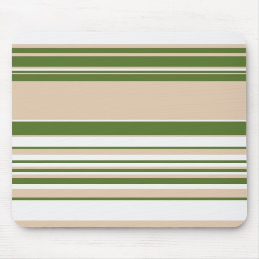 Komplexe Streifen - weiß, sand und palmengrün Mousepad (Vorne)