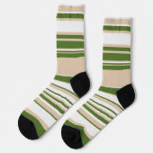 Komplexe Streifen - weiß, sand und palmengrün Socken (Linkes Detail)