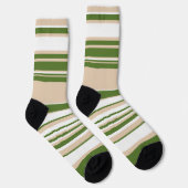 Komplexe Streifen - weiß, sand und palmengrün Socken (Rechts)