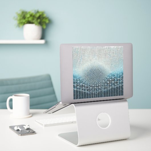 Komplexer Maschenhintergrund in Blues Aufkleber (Laptop auf Schreibtisch)