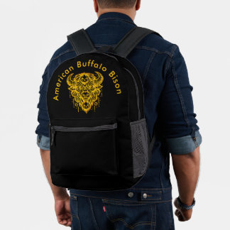 Komplexes Bison-Design mit Stammelementen Bedruckter Rucksack
