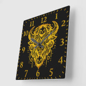 Komplexes Bison-Design mit Stammelementen Quadratische Wanduhr (Winkel)