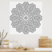 Komplexes Blatt-Mandala-Muster zum Ausmalen Kunst Poster (Küche)