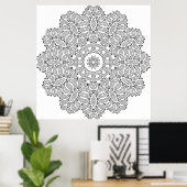 Komplexes Blatt-Mandala-Muster zum Ausmalen Kunst Poster (Heimbüro)