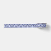 Komplexes blau-weißes geometrisches Muster Satinband (Vorderseite)