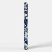 Komplexes blaues Blumenmuster auf hellem Hintergru Case-Mate iPhone Hülle (Rückseite / Rechts)