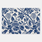 Komplexes blaues Blumenmuster auf hellem Hintergru Geschenkpapier Set (Vorderseite 2)