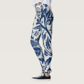 Komplexes blaues Blumenmuster auf hellem Hintergru Leggings (Links)