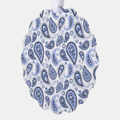 Komplexes blaues florales Paisley-Druckdesign Ornament Karte (Links)
