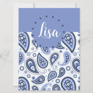 Komplexes blaues florales Paisley-Printdesign Karte