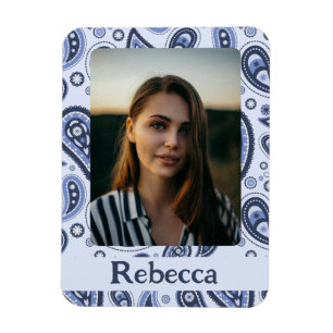 Komplexes blaues florales Paisley-Printdesign Magnet
