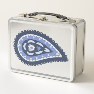 Komplexes blaues florales Paisley-Printdesign Metall Brotdose