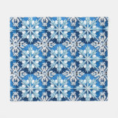 Komplexes blaues Schneeflocken-Design Fleecedecke (Vorderseite (Horizontal))