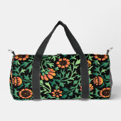 Komplexes Blumenmuster mit grünen Blättern Duffle Bag (Vorderseite)