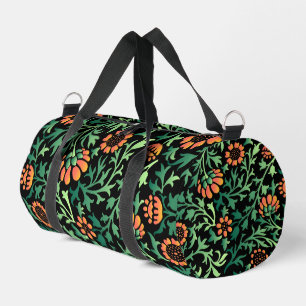 Komplexes Blumenmuster mit grünen Blättern Duffle Bag