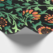 Komplexes Blumenmuster mit grünen Blättern Geschenkpapier (Ecke)