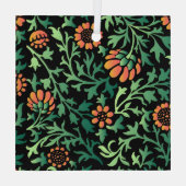 Komplexes Blumenmuster mit grünen Blättern Ornament Aus Glas (Rückseite)