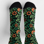 Komplexes Blumenmuster mit grünen Blättern Socken (Oben)