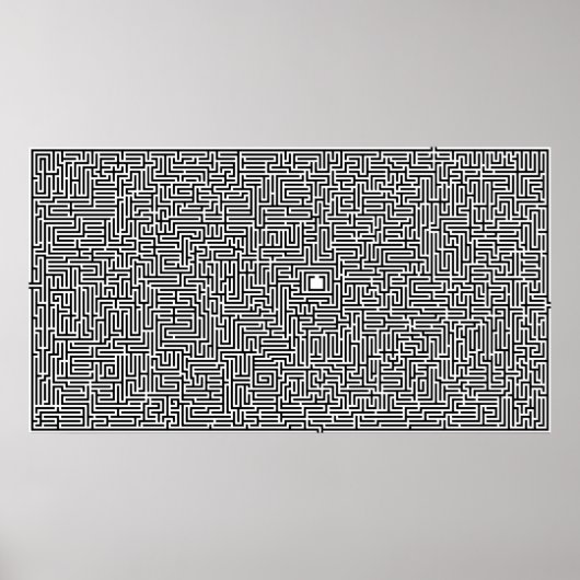 Komplexes computergeneriertes Maze Zeichnend Poster (Vorne)