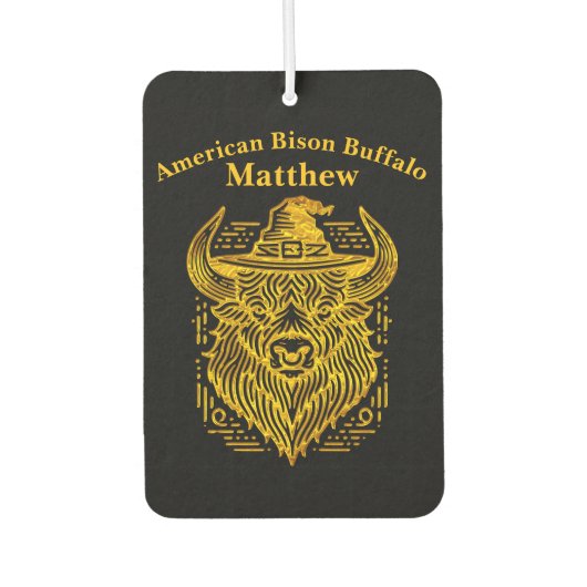 Komplexes Design eines Bison mit einem Hut Autolufterfrischer (Vorderseite)