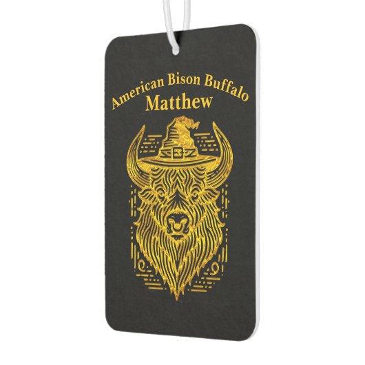 Komplexes Design eines Bison mit einem Hut Autolufterfrischer (Links)