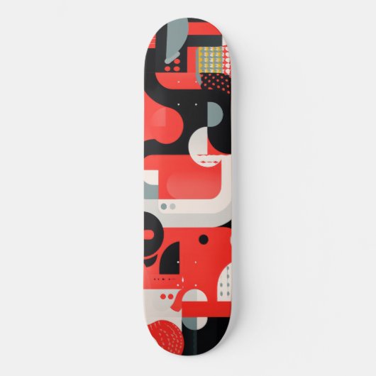 Komplexes Design mit Formen und Punkten Skateboard (Vorderseite)
