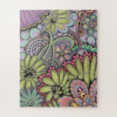 Komplexes farbenfrohes florales Doodle-Kunstmuster Puzzle (Vertikal)